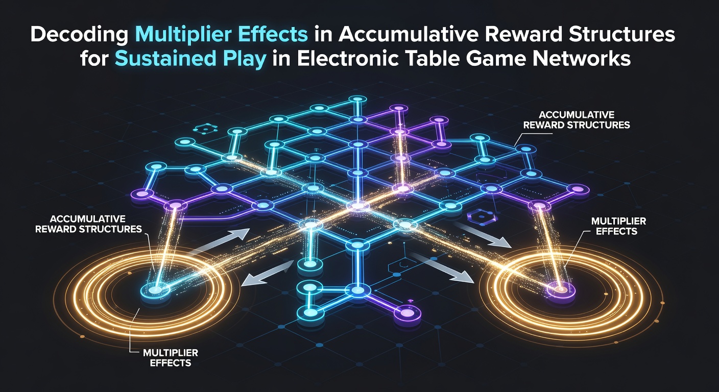 Electronic table game interface showing accumulative reward multipliers and player progression metrics on a digital network platform