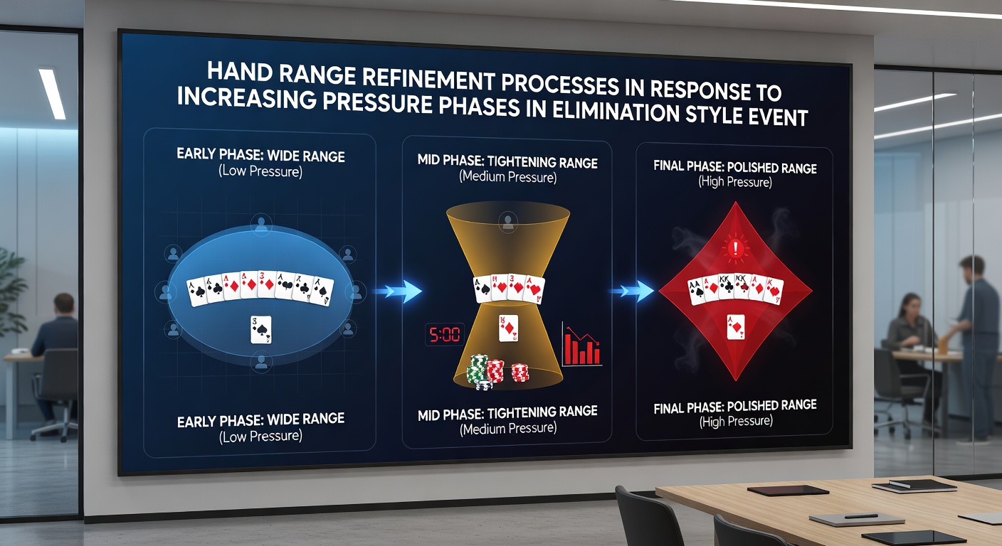 Detailed view of poker chips and cards illustrating stack pressure during elimination tournament stages
