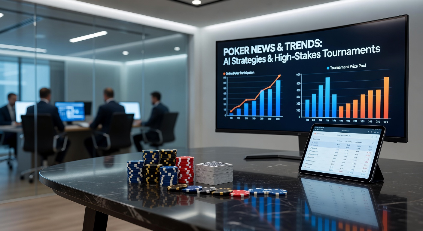 Alex Foxen celebrates his victory at the 2026 U.S. Poker Open Event #7, holding the trophy amid the Las Vegas lights