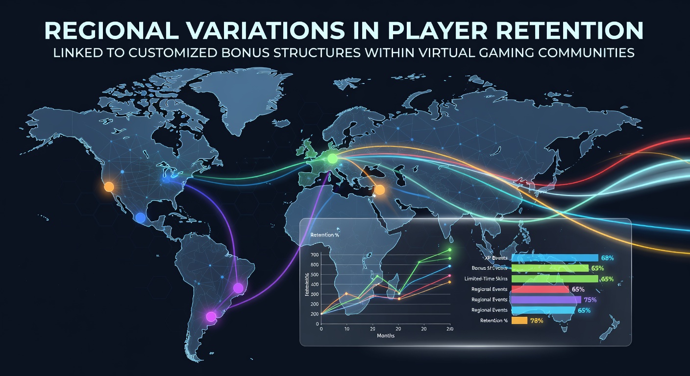 Infographic showing player retention rates across different global regions tied to bonus customization in virtual gaming platforms