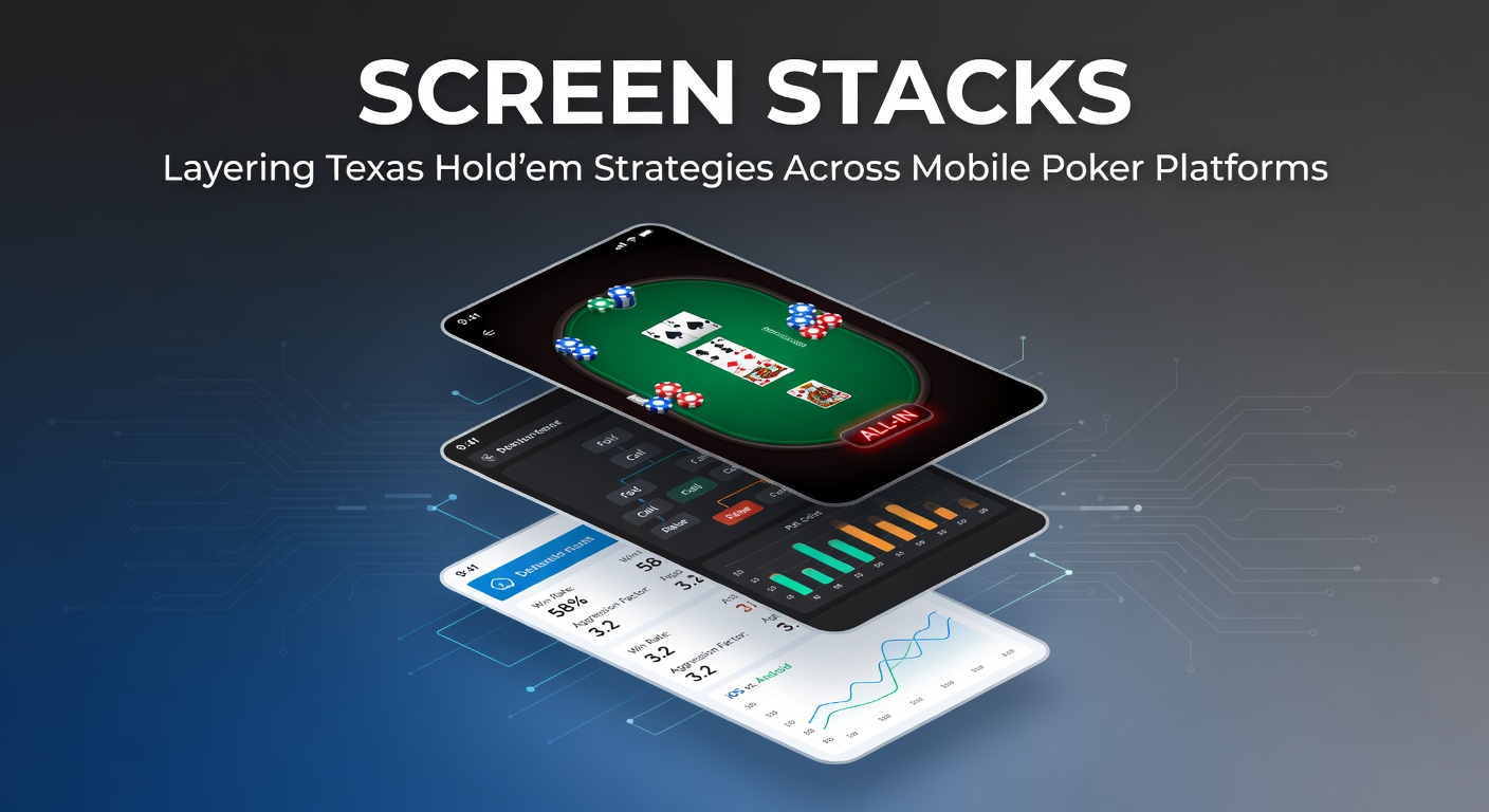 A mobile device displaying multiple Texas Hold'em tables stacked on screen, illustrating layered poker strategies