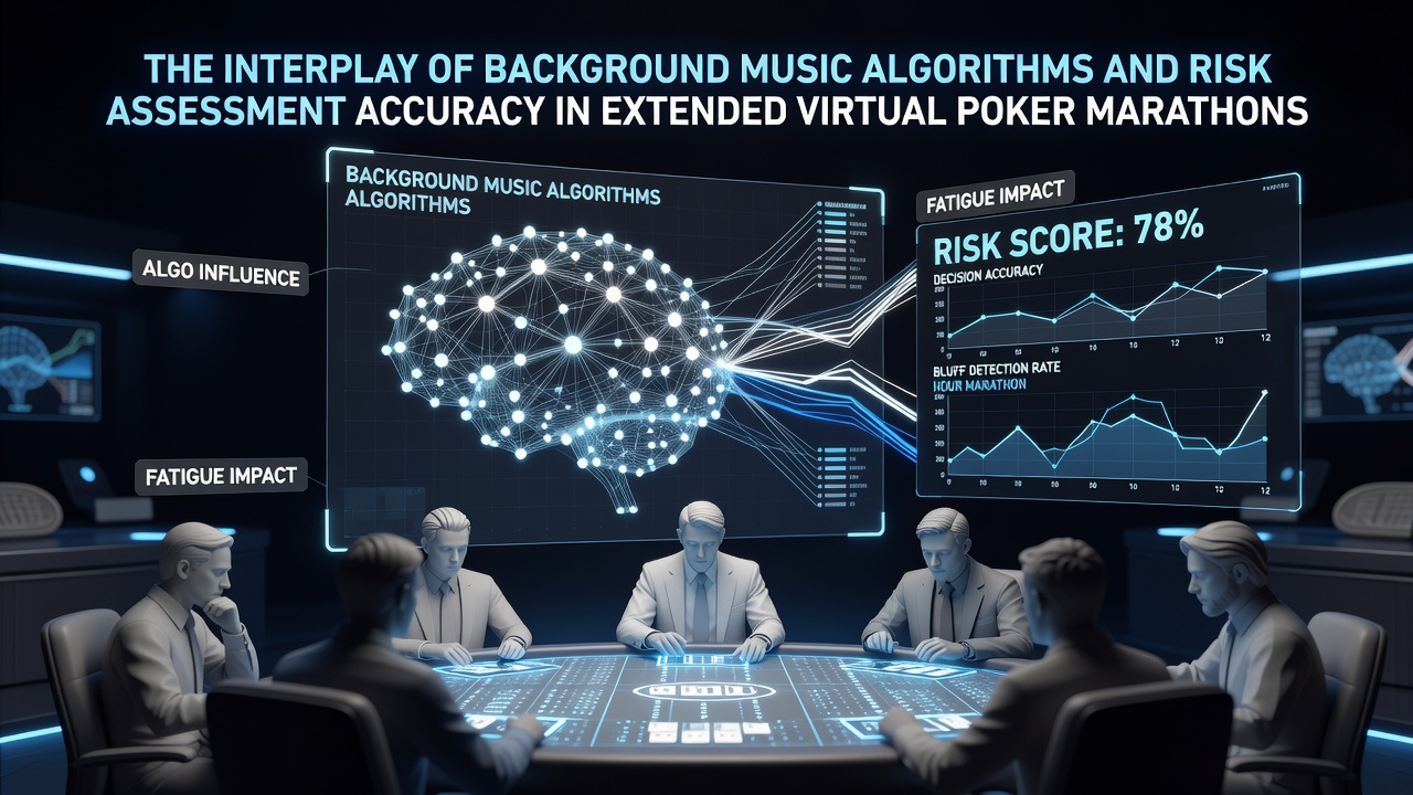 Virtual poker interface displaying adaptive background music controls during a multi-table session