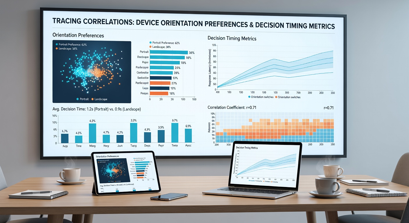 Analytics dashboard displaying decision timing distributions segmented by device orientation during extended Hold'em sessions