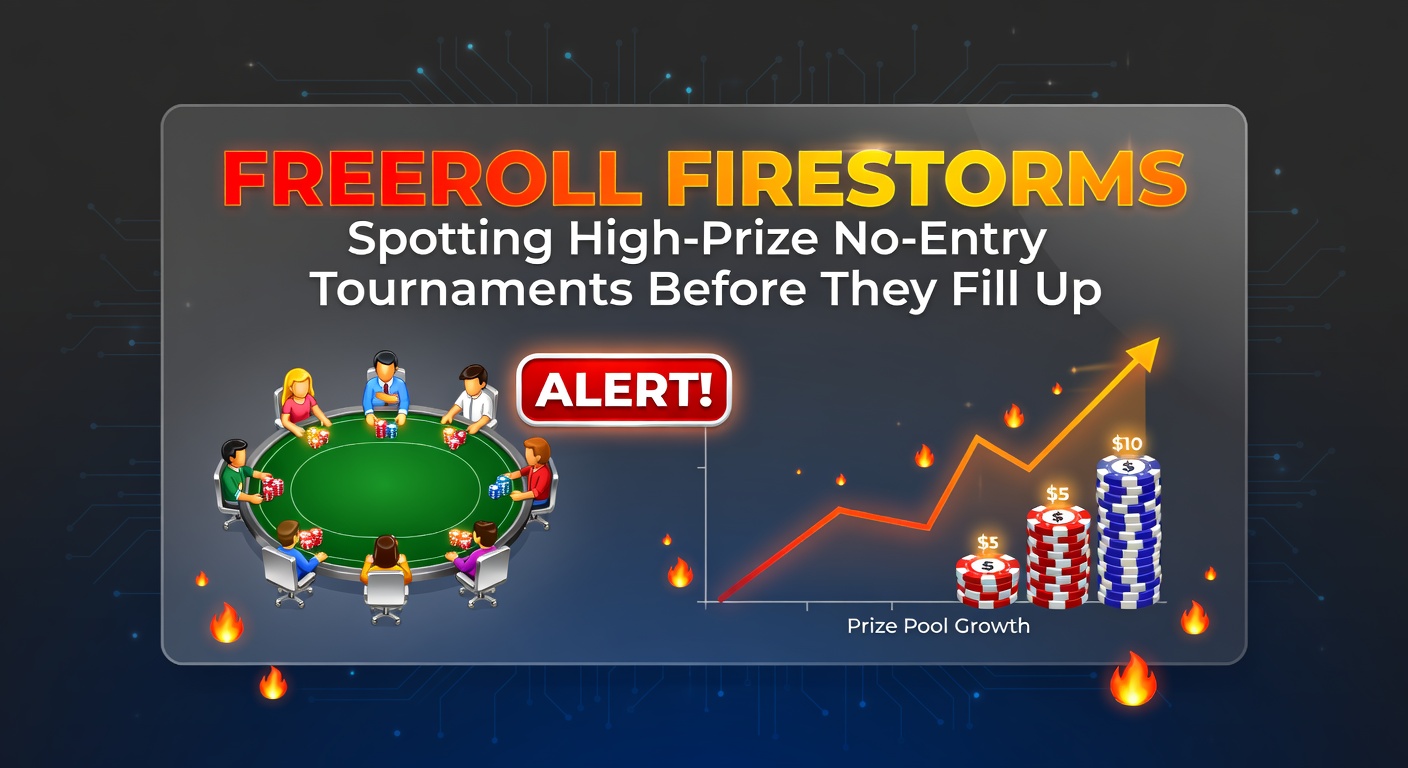 Crowded freeroll tournament lobby on an online poker platform, seats filling rapidly as players rush to register